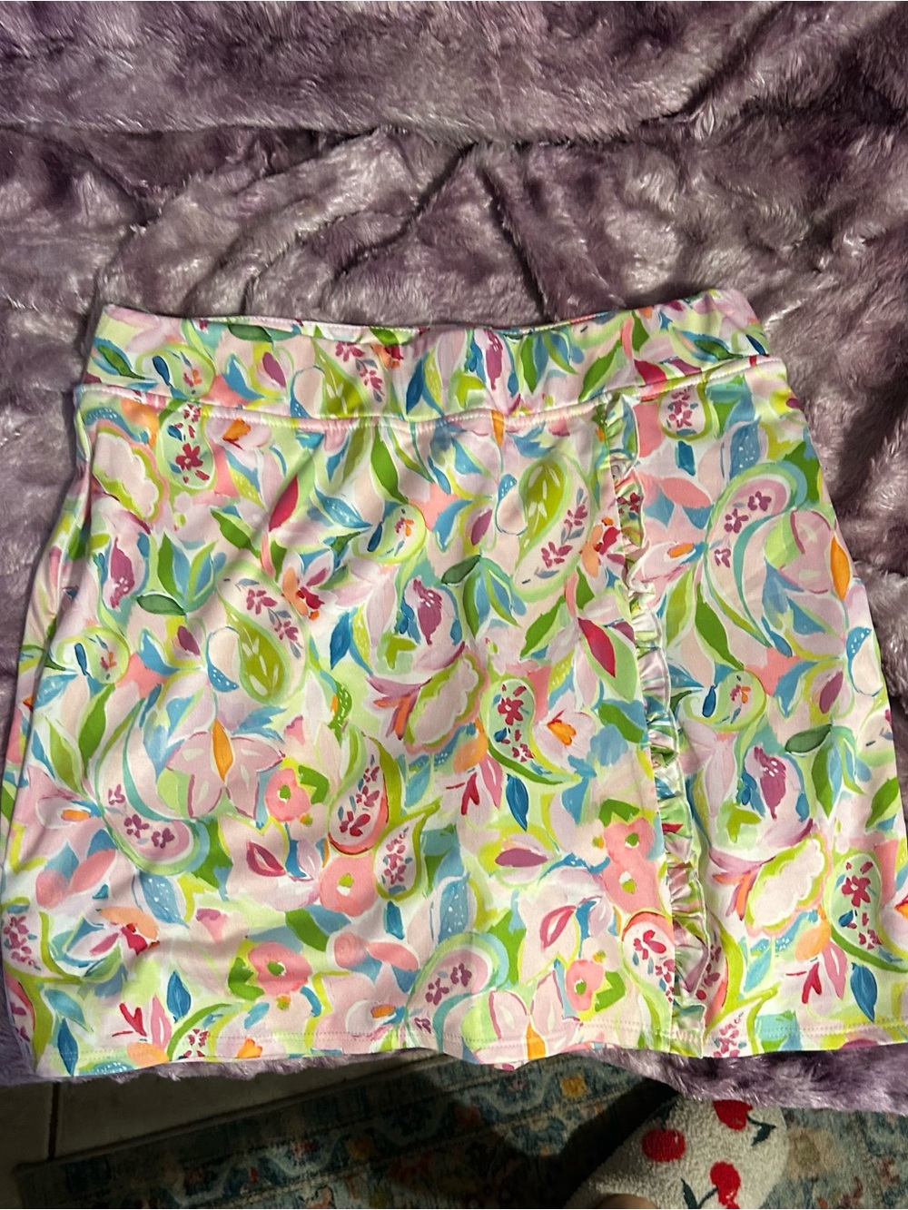 Floral Pastel Women's Stretch Skort - Pink & Green